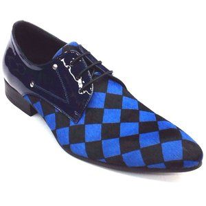 Luxury Festive Faux Pony Hair Wingtip Dress Shoes